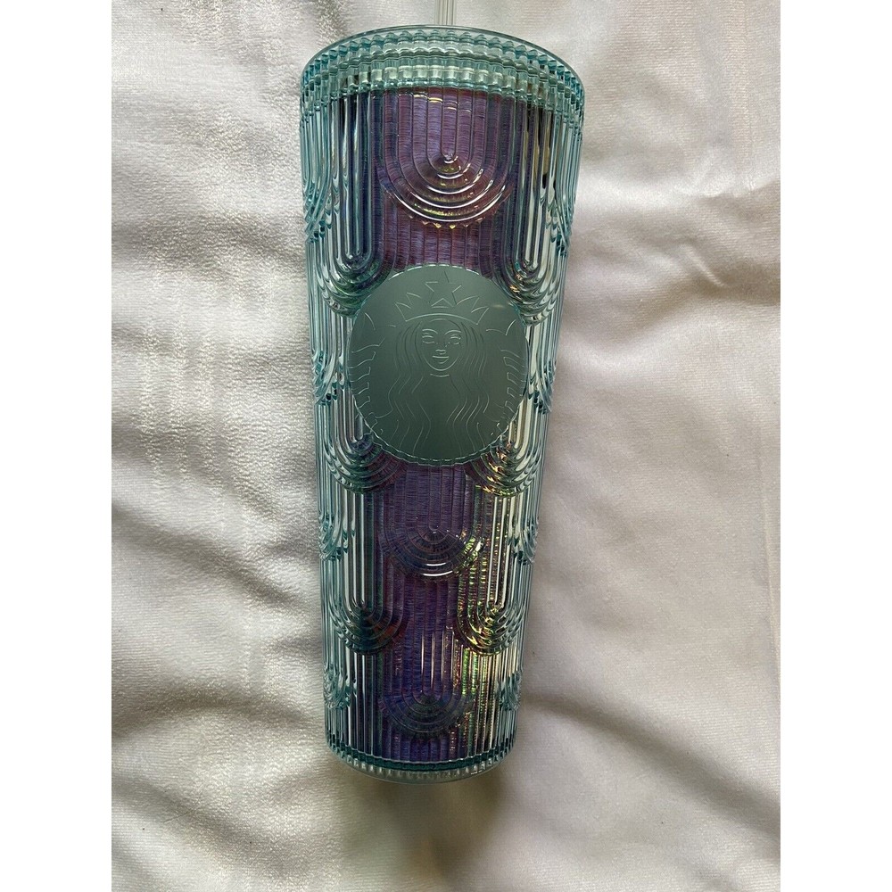 NEW Starbucks 2022 Iridescent Mermaid Scales Plastic Cold Cup Tumbler Venti 24oz